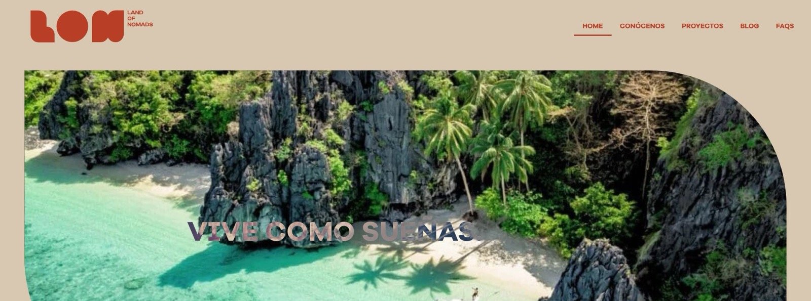 Current landofnomadsgroup.com homepage