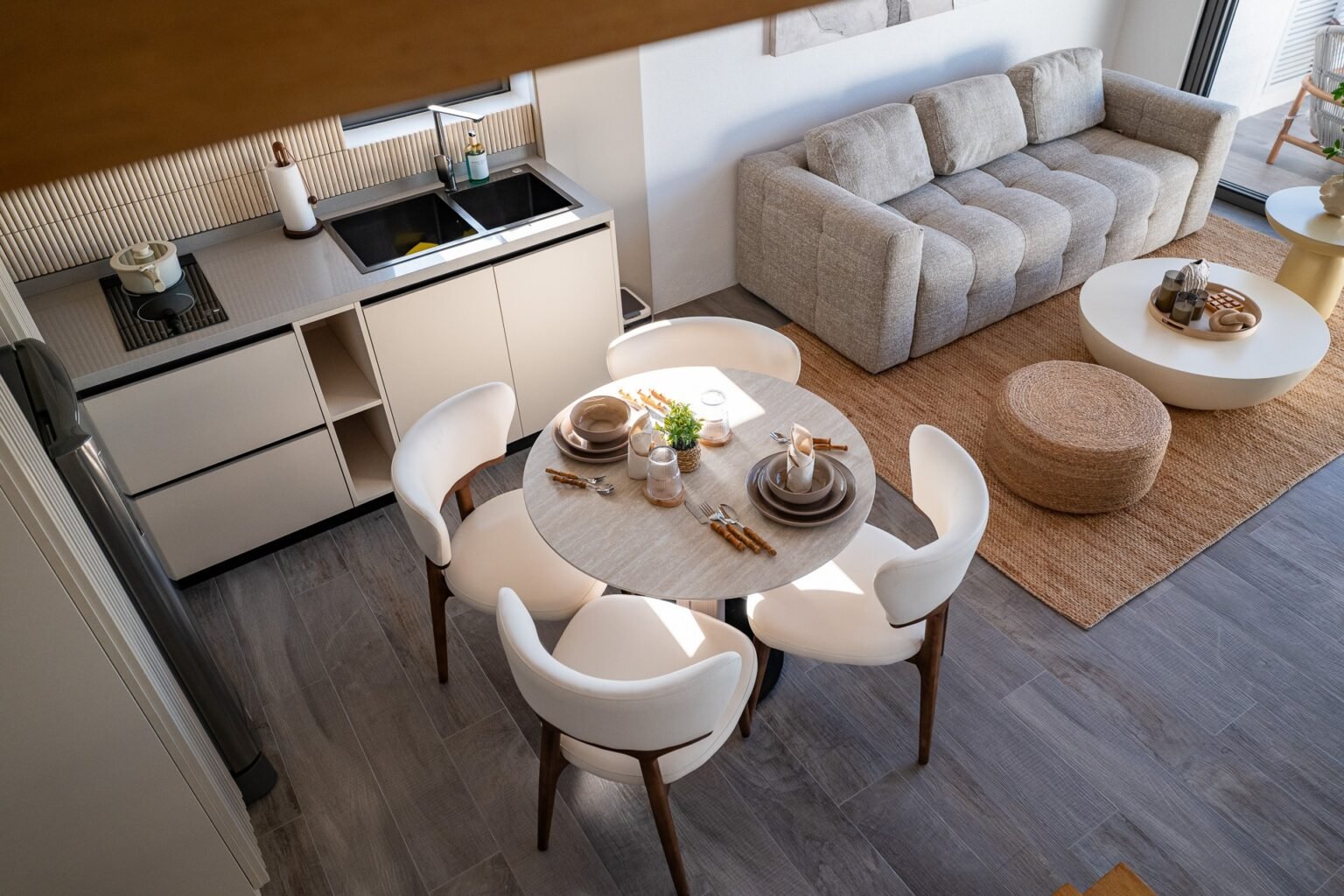 Open-plan kitchen and living area